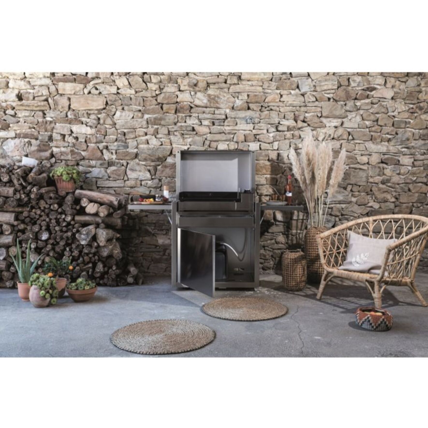 Chariot Plancha FORGE ADOUR CH PIF 60 en inox fermé compatible plancha Premium 60