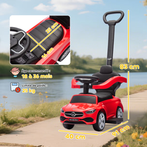 Porteur voiture enfant Mercedes-Benz classe C évolutif 18-36 mois effets sonores rouge