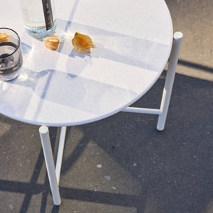 Set de 2 fauteuils relax avec table ronde en acier SALINA