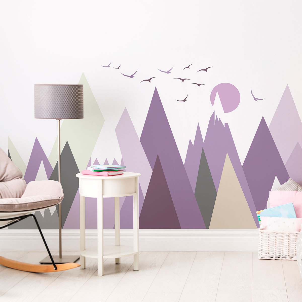 Stickers muraux enfants - Décoration chambre bébé - Autocollant Sticker mural géant enfant montagnes scandinaves JAZKA