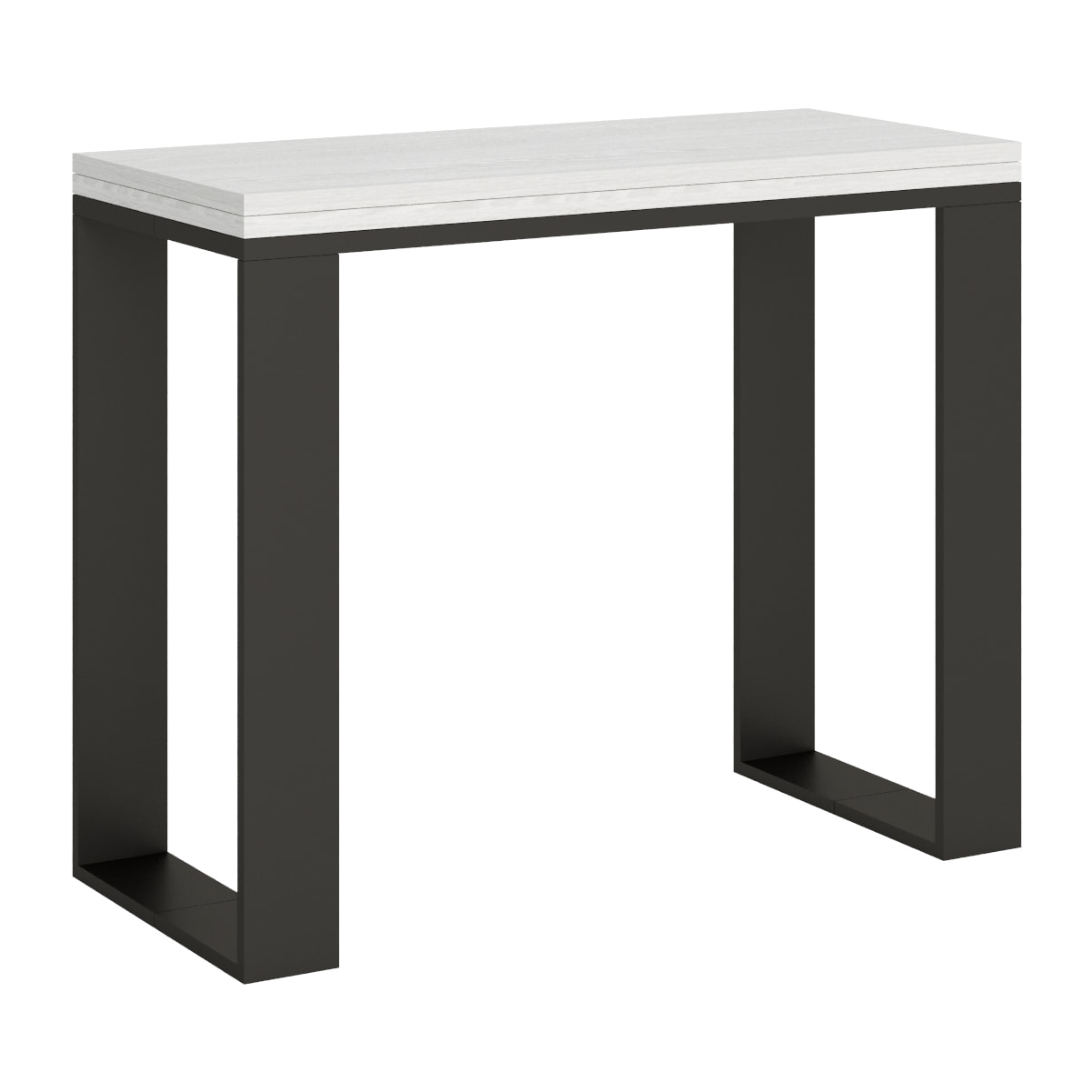 Console extensible portefeuille 90x45/90 cm Tecno Libra Frêne Blanc cadre Anthracite