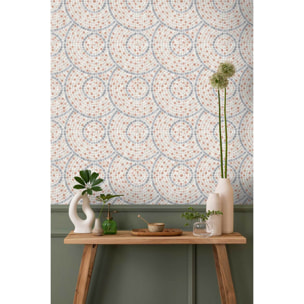 Papier peint mosaïque géométrique terracotta et gris