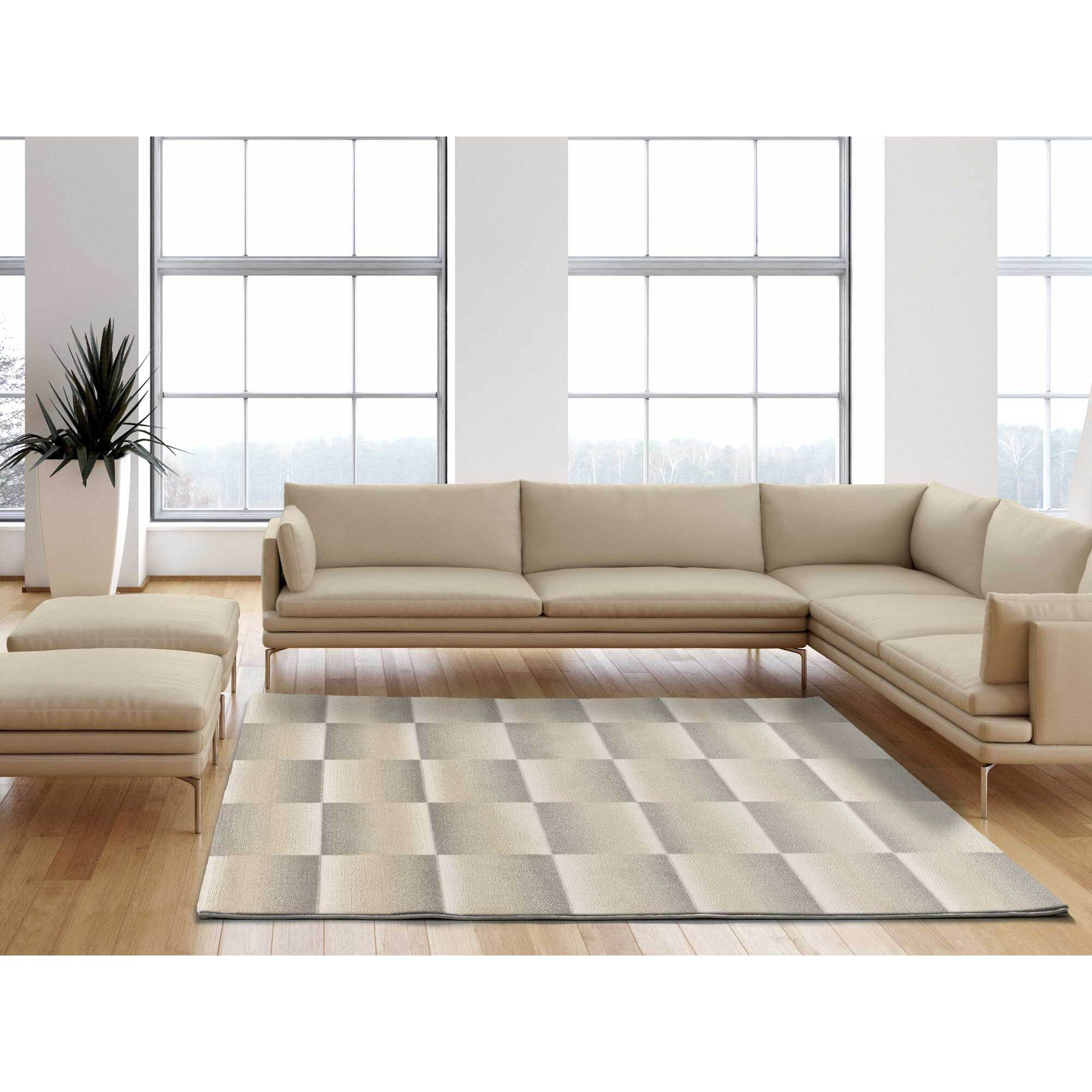 SENSATION Alfombra motivos geomÃ©tricos en relieve en blanco y gris, varias medidas disponibles.