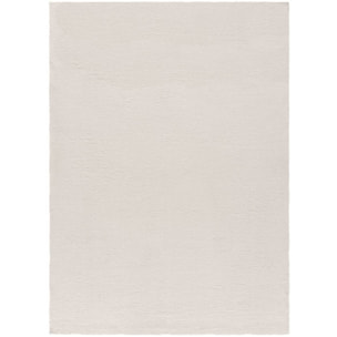 XIANA Alfombra lisa lavable de tacto suave en color blanco, varias medidas disponibles.