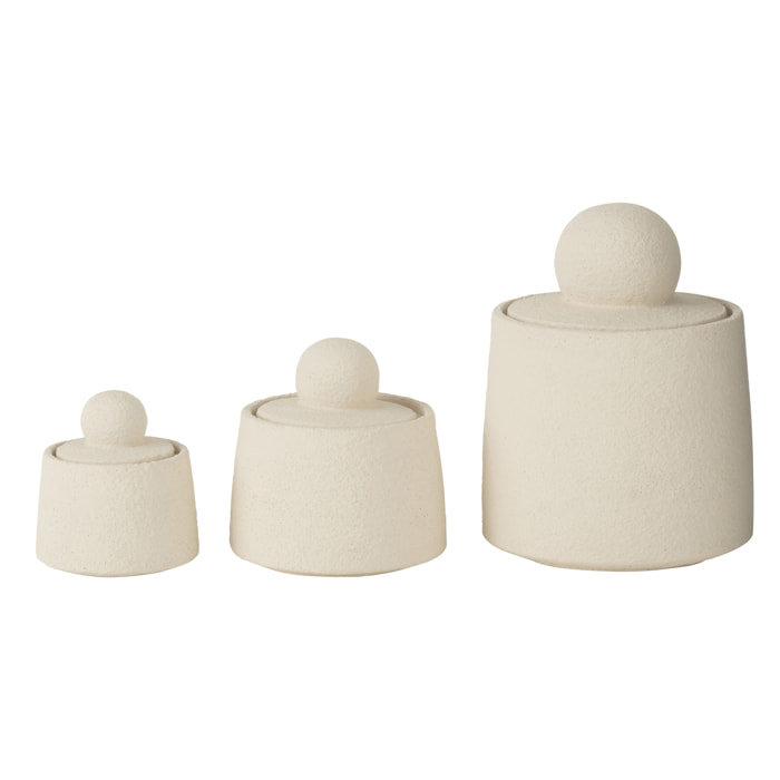 J-Line pot Decoratif Maris - ciment - crème - 3 pièces