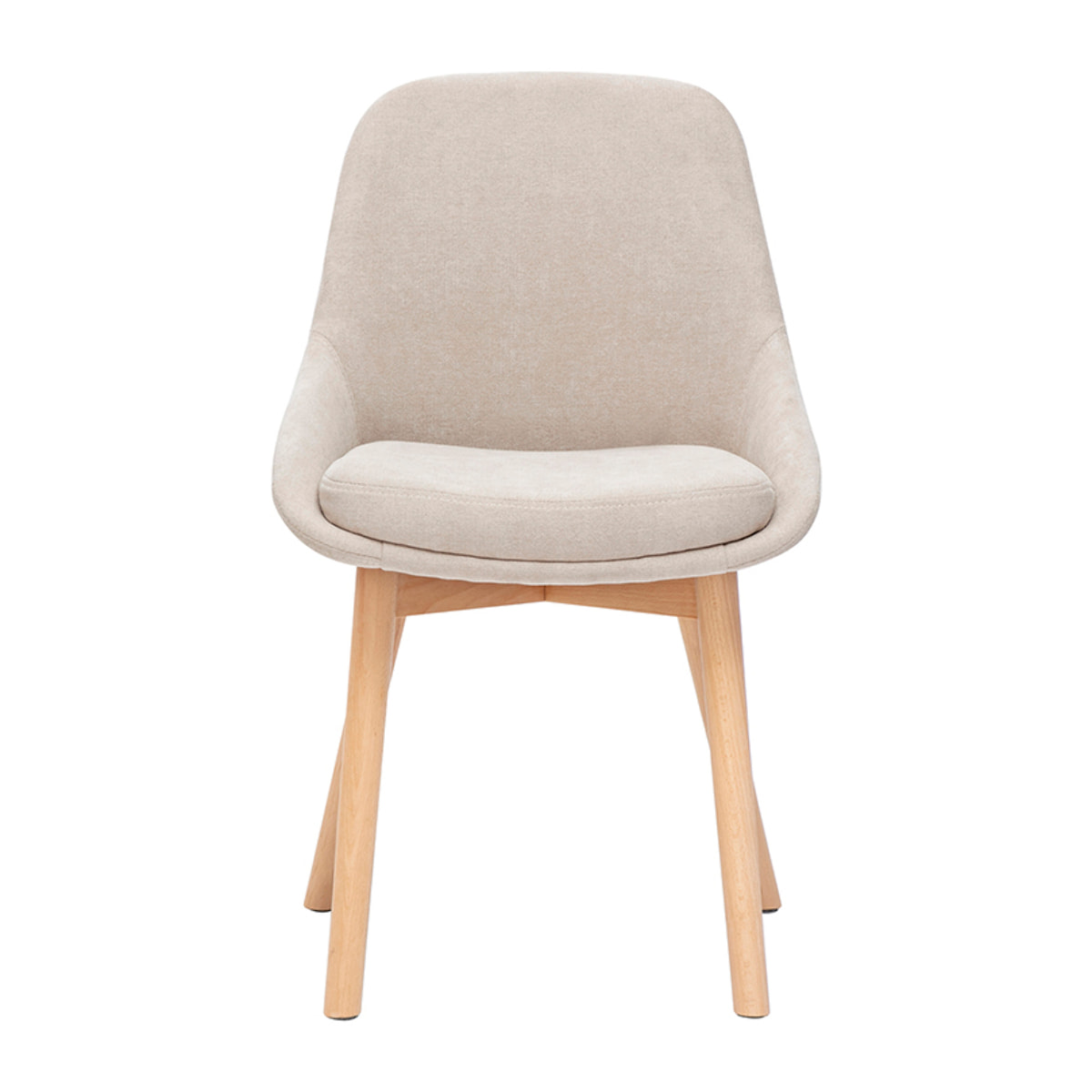 Chaises scandinaves en tissu effet velours beige et bois clair massif (lot de 2) HOLO