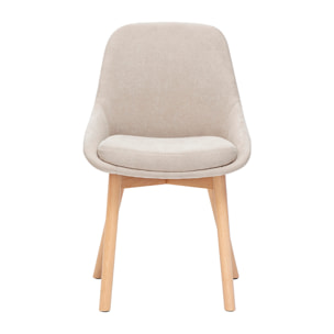 Chaises scandinaves en tissu effet velours beige et bois clair massif (lot de 2) HOLO