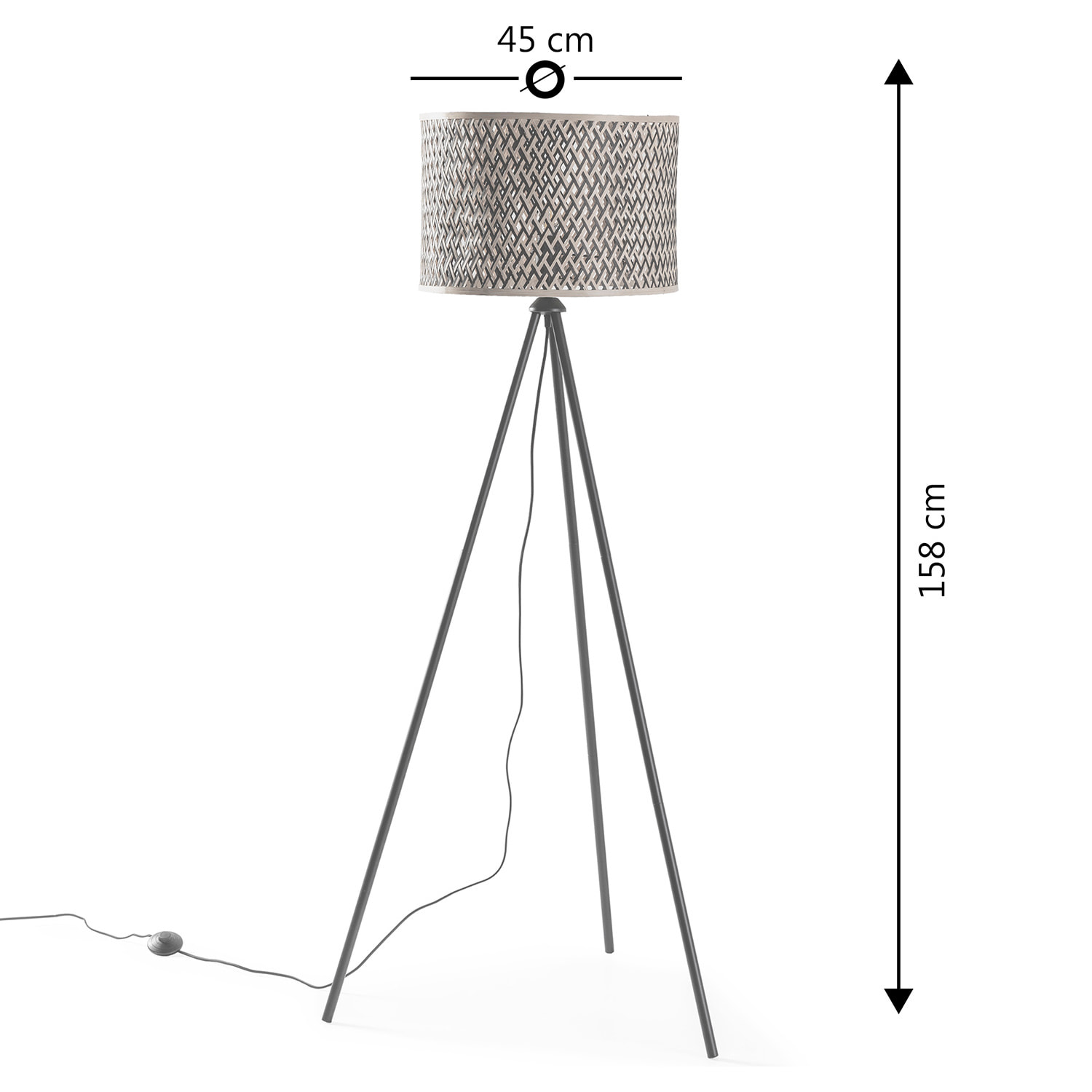 Lámpara de pie Hanae de bambú, altura 158 cm