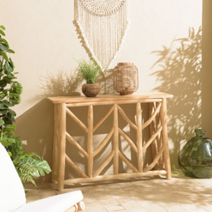 WILL - Console en bois de teck naturel piètement ajouré
