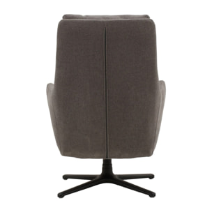 Poltrona girevole NEW ARLEY in tessuto grigio e base in metallo nero