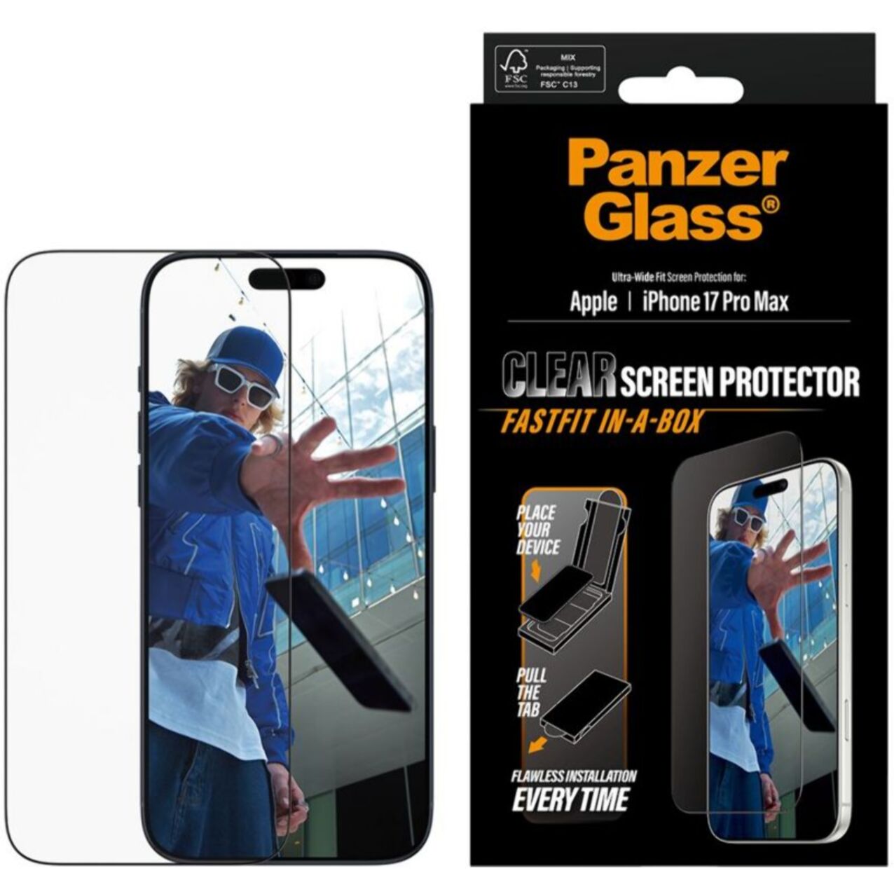 Protège écran PANZERGLASS iPhone 17 Pro Max verre Pose facile