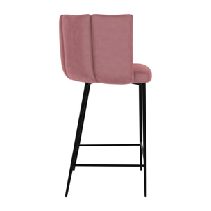 Lot de 2 chaises pour îlot central 67 cm en velours vieux rose - Rosy