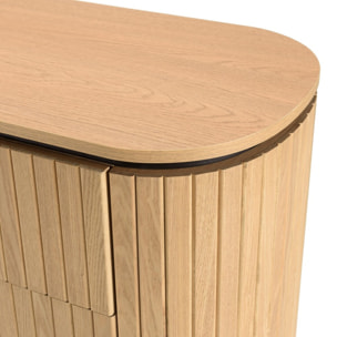 CHARLIE - Commode marron 3 tiroirs style rétro Pin pieds métal noir