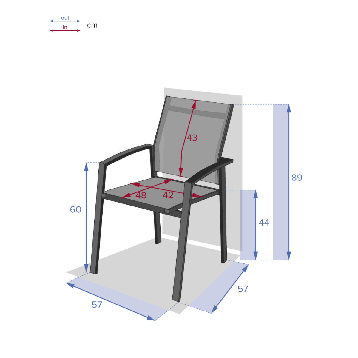 Fauteuil de jardin empilable "Axiome" noisette & blanc en aluminium traité époxy