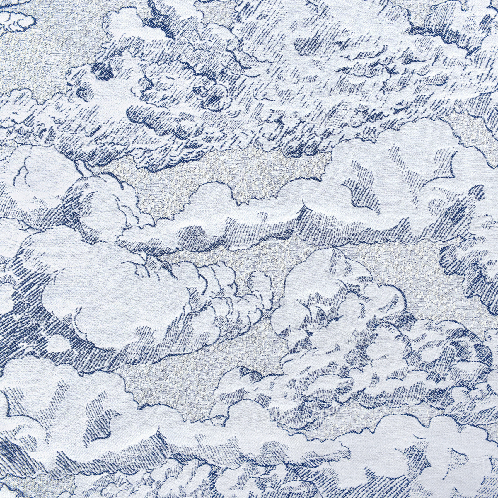 Tissu jacquard au mètre motif nuage - Bleu Foncé