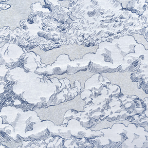 Tissu jacquard au mètre motif nuage - Bleu Foncé