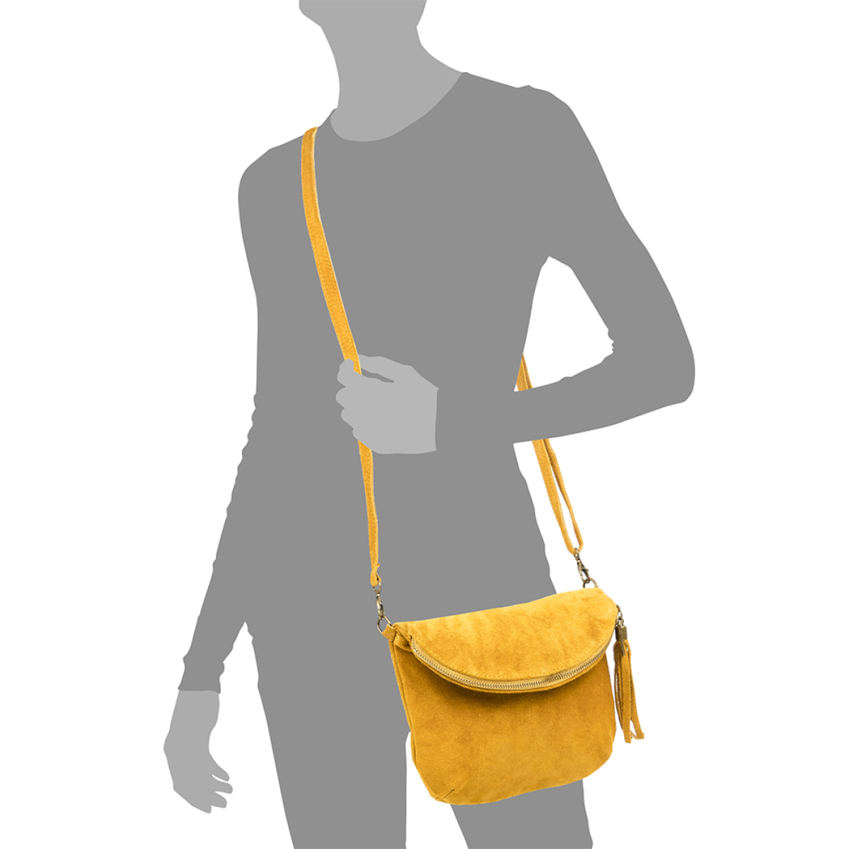 Cenerente Bolso bandolera Mujer.Piel auténtica Gamuza