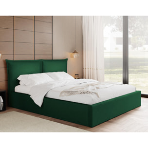 John - lit coffre - 160x200 cm - en velours - sommier inclus - Vert
