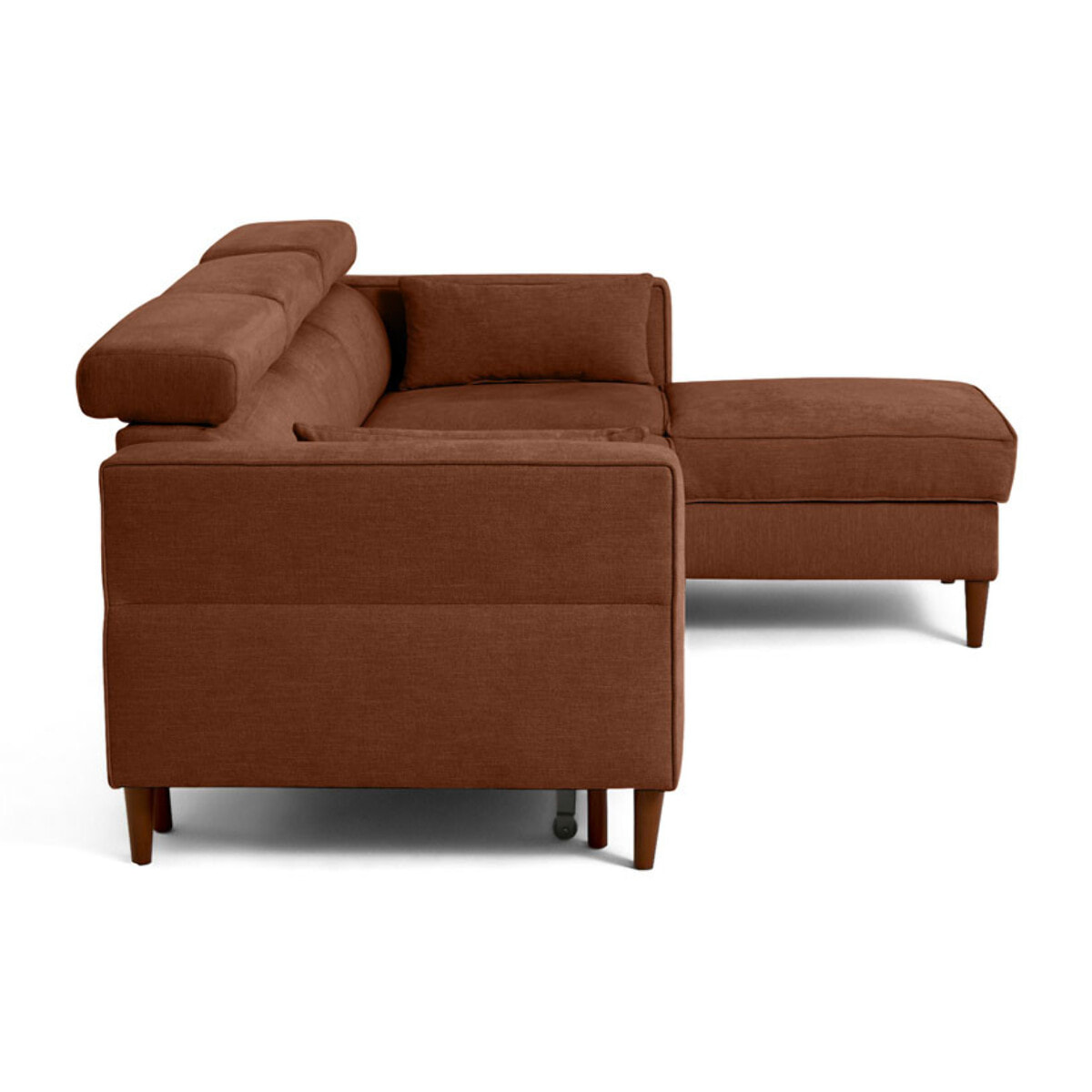 Alicante - canapé d'angle réversible convertible avec têtières - coffre - 4 places - en tissu texturé - Terracotta