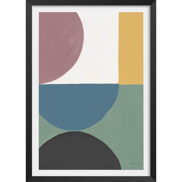 Affiche Retro coloré V Affiche + cadre en bois - Noir