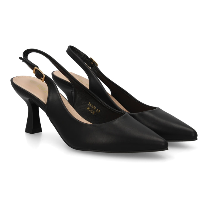 Zapato salón destalonado para mujer con tacón y punta fina