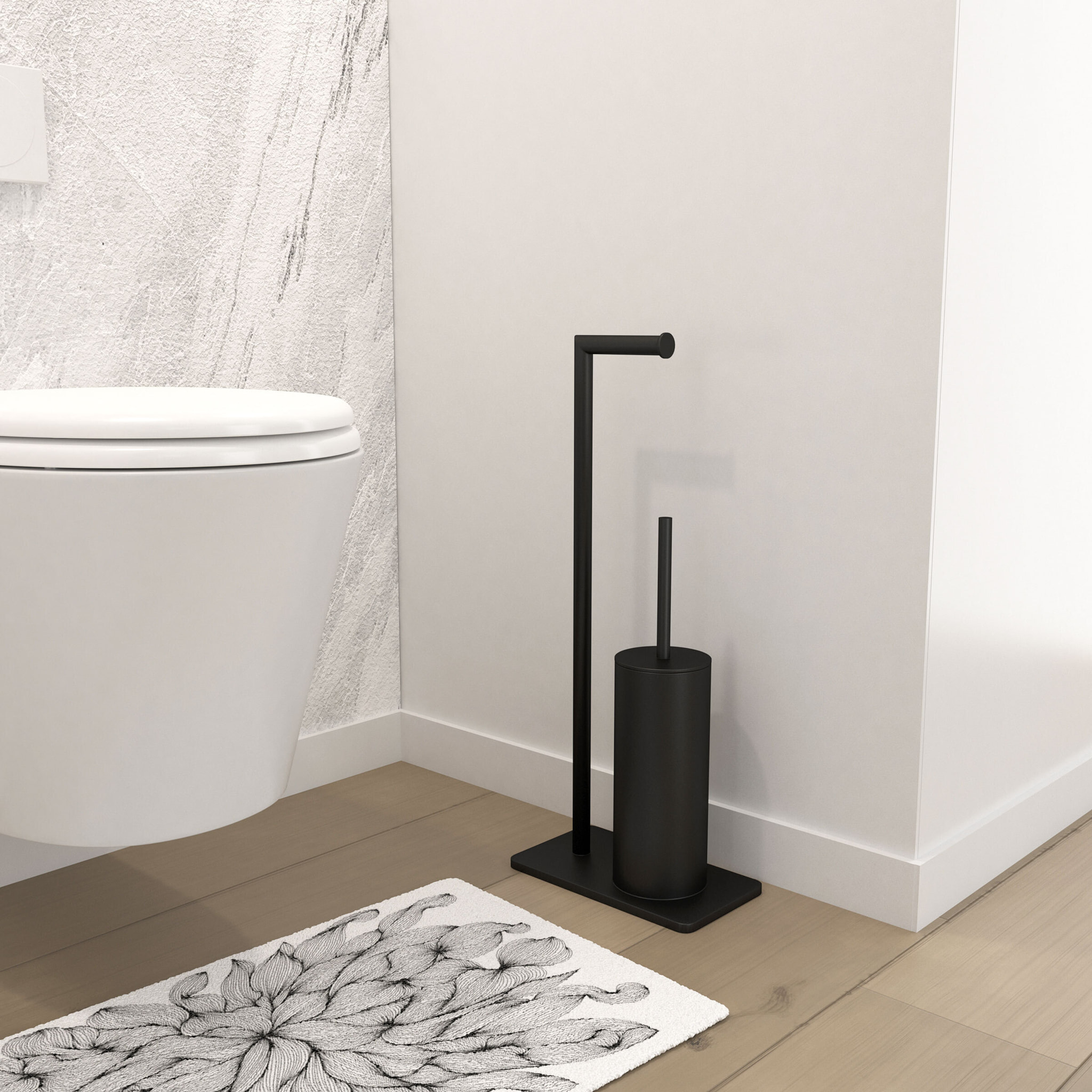 Brosse WC noir mat avec socle - BRUSHY WC