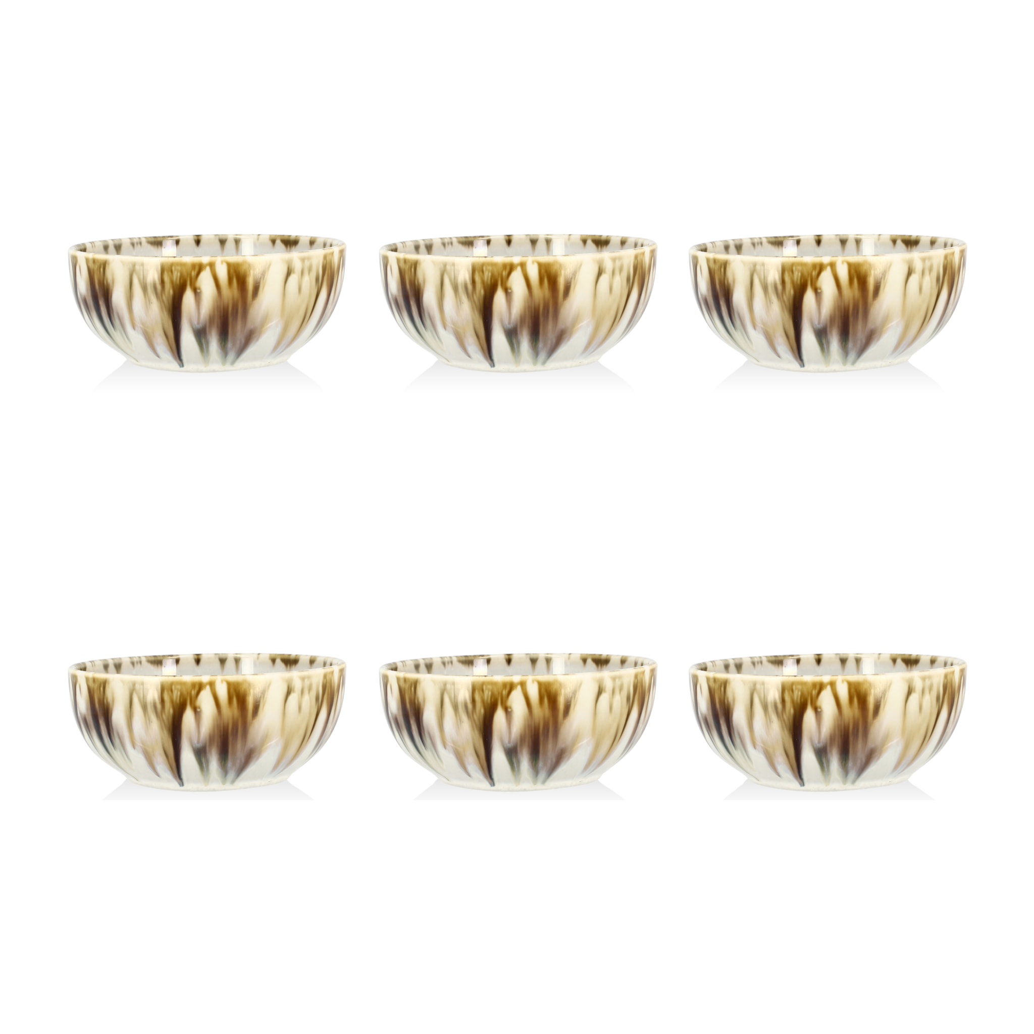 Lot de 6 coupelles abstraites en porcelaine beige 12cm MAKA