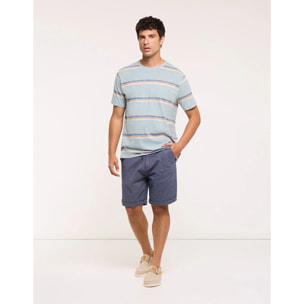Camiseta Manga Corta Rayas Azul - Galiceno