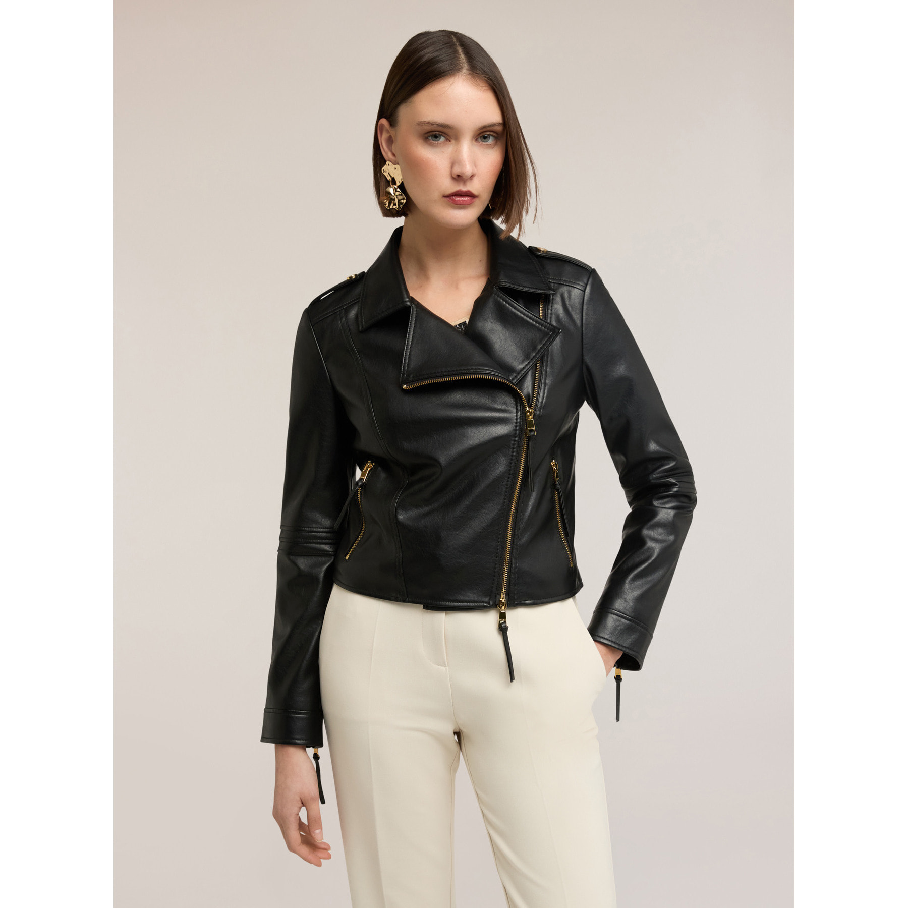 Motivi - Chiodo con zip dorate - Nero