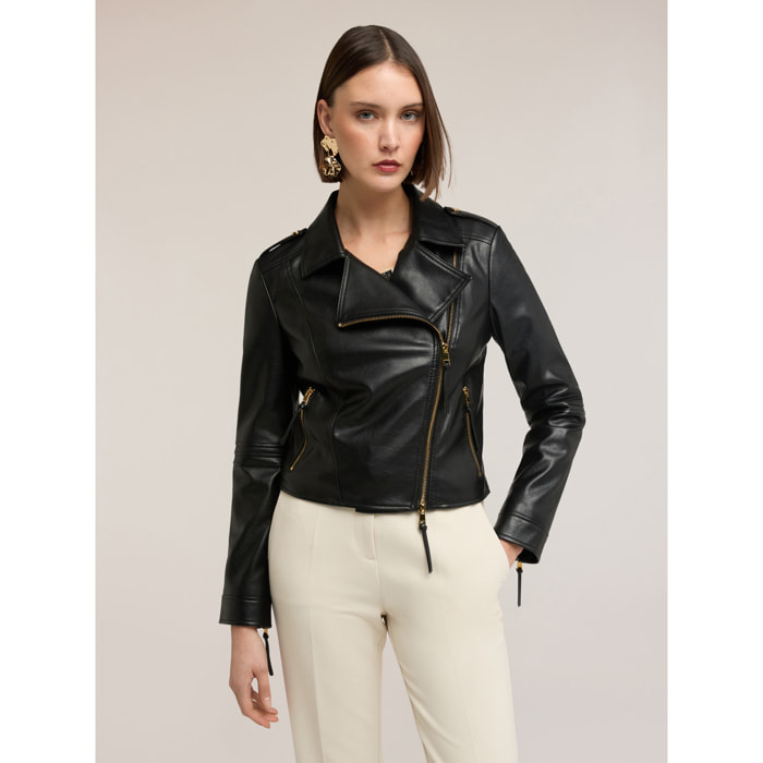 Motivi - Chiodo con zip dorate - Nero