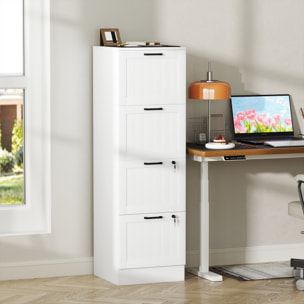 Caisson bureau 2+2 tiroirs verrouillables dossiers suspendus dim. 40x40x131cm MDF blanc