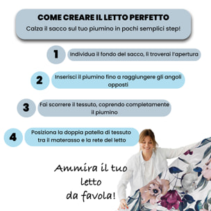 PARURE COPRIPIUMINO MATRIMONIALE AURORA STAMPA DIGITALE -100% cotone Made in Italy