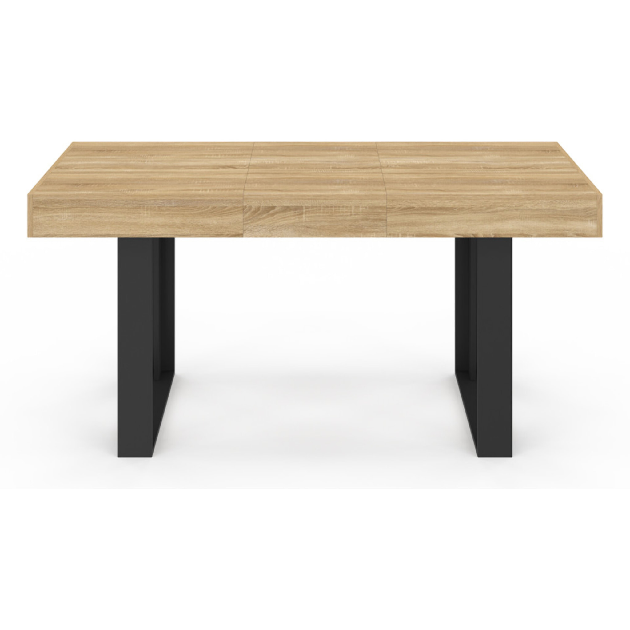 Table repas Brixton plateau extensible 120-160cm plateau bois et pieds noirs
