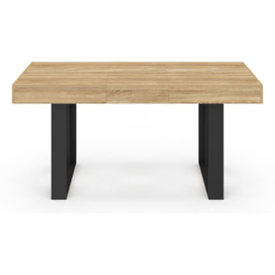 Table repas Brixton plateau extensible 120-160cm plateau bois et pieds noirs