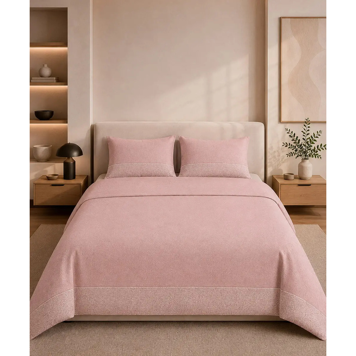 Parure Copripiumino Class Rosa in Cotone 100% Made in Italy, Stampa Digitale HD