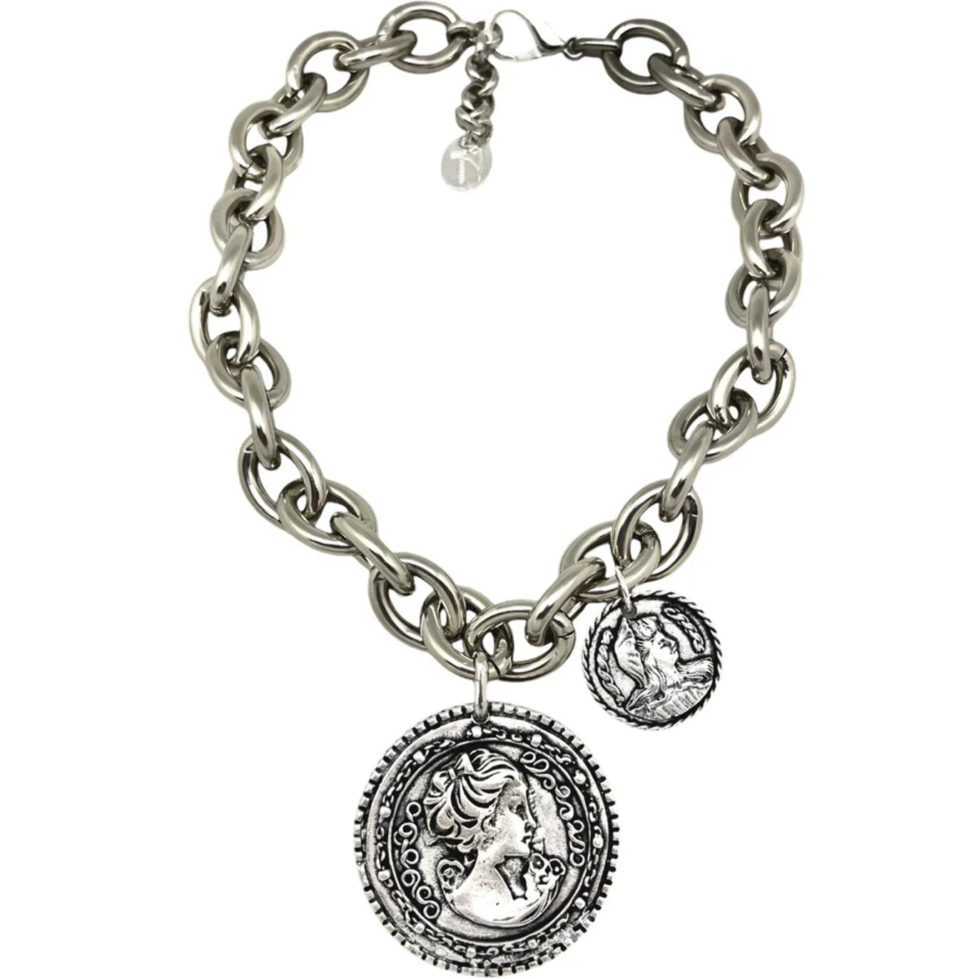 Collar plata 10µ doble moneda irregular