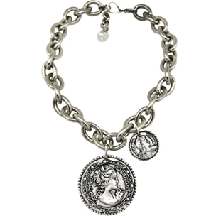 Collar plata 10µ doble moneda irregular