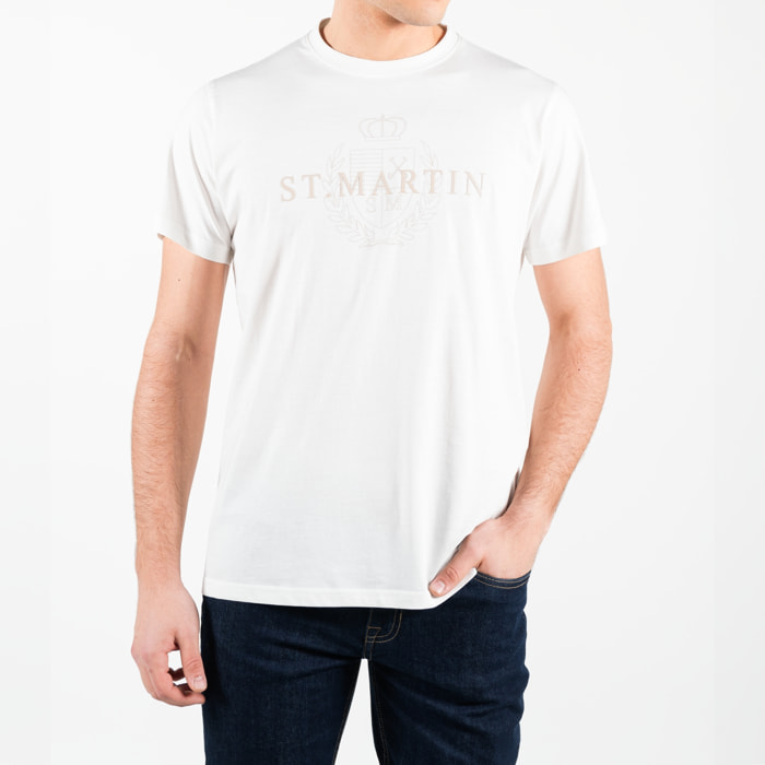 T-shirt con stampa centrale tono su tono