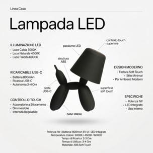 Lampada LED Puppy in ABS - NERO