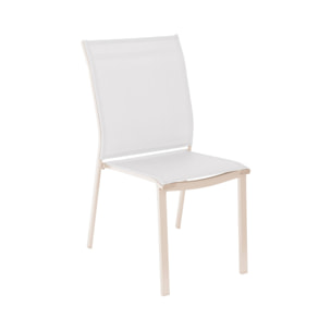 Lot de 2 chaises de jardin CLEVELAND empilables aluminium et textilene beige. 64.5 x 45.5 x 89.5 cm