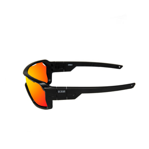 Gafas de deportes acuáticos OCEAN CHAMELEON - Negro brillante / Revo roja con almohadilla nasal puntas y espuma negras con correa negra