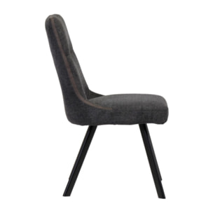Chaise en tissu chiné avec liseré & pieds en métal - DENIZA