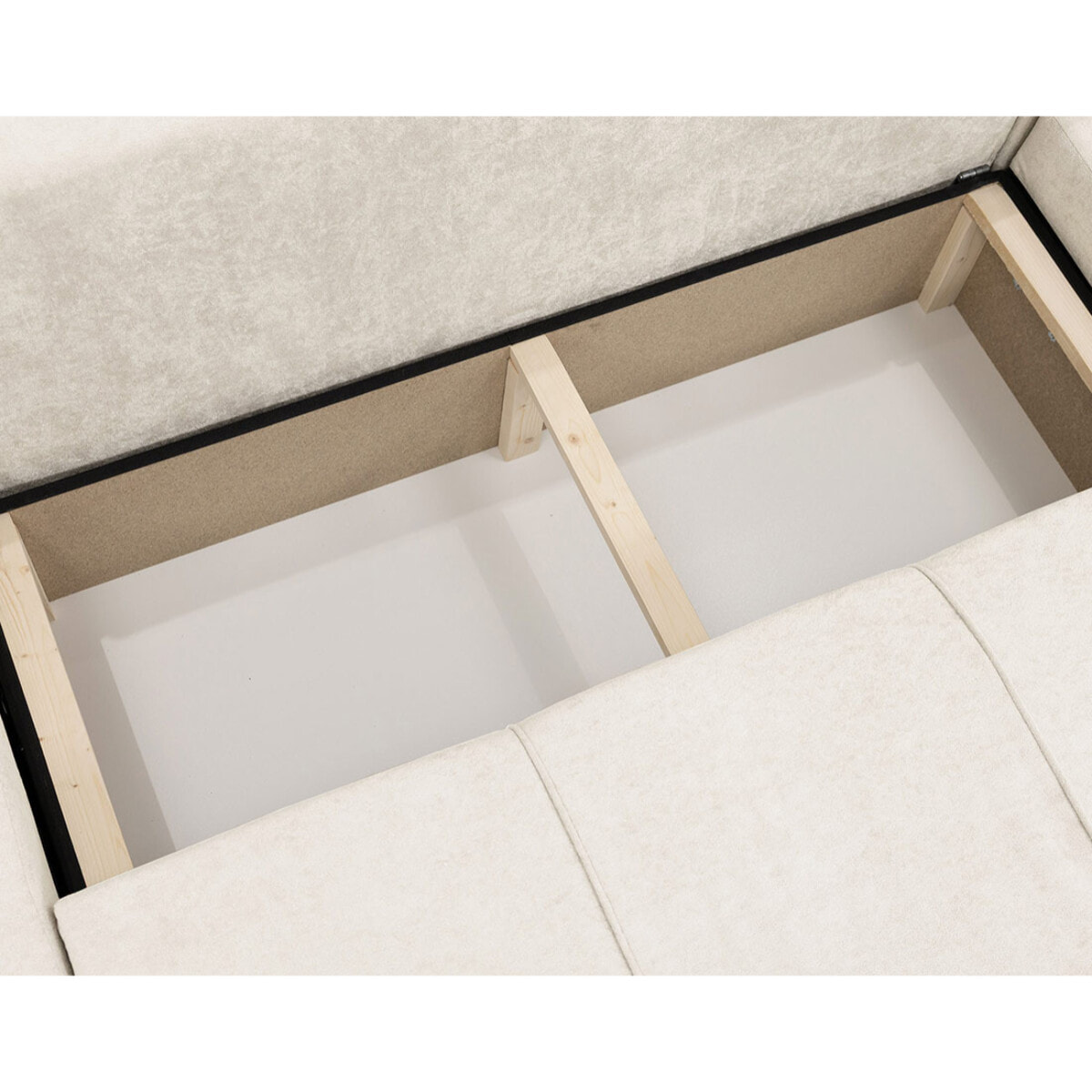 Nicole - Canapé panoramique en U 7 places convertible avec coffre en tissu - Beige