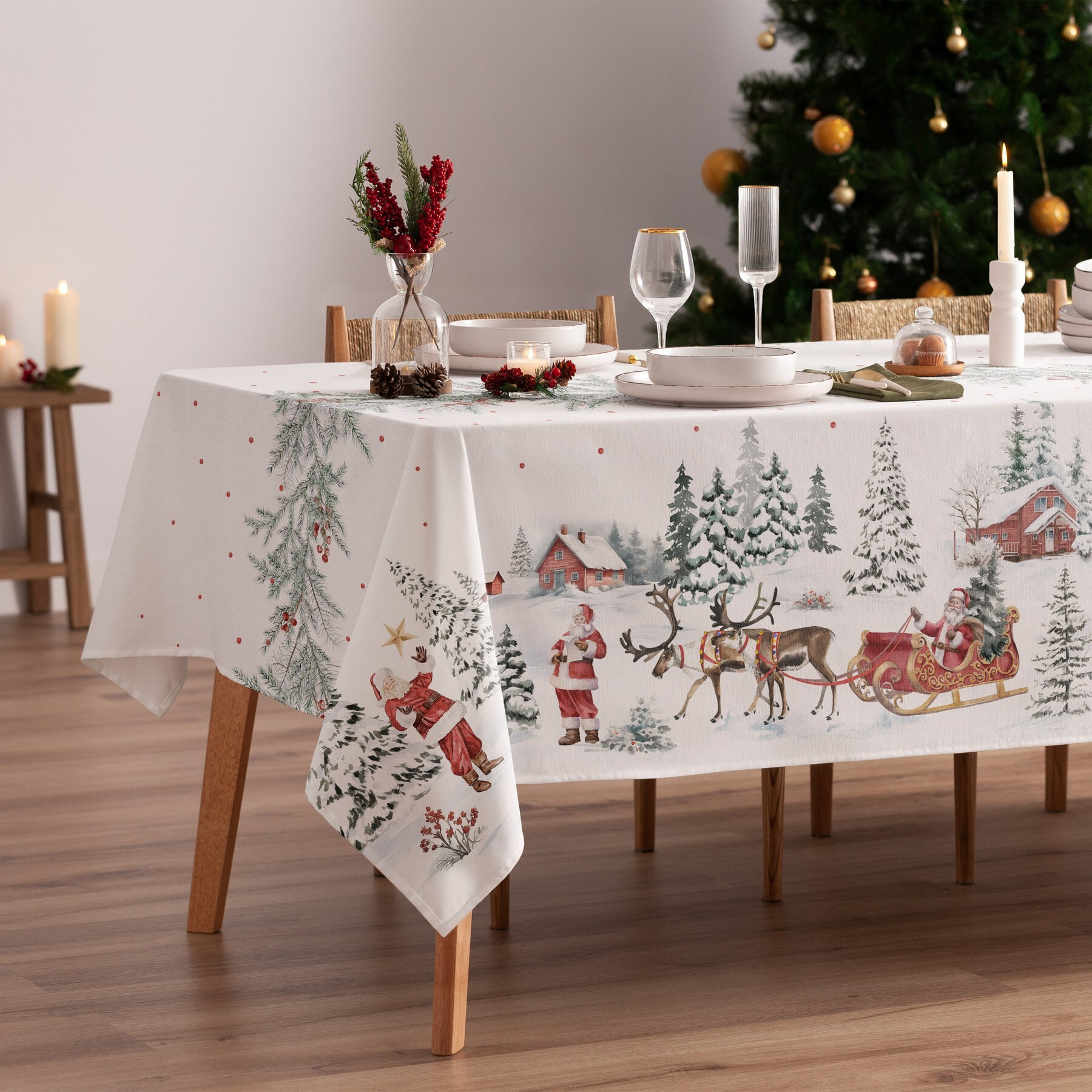 Nappe de Noël en coton155x100 cm