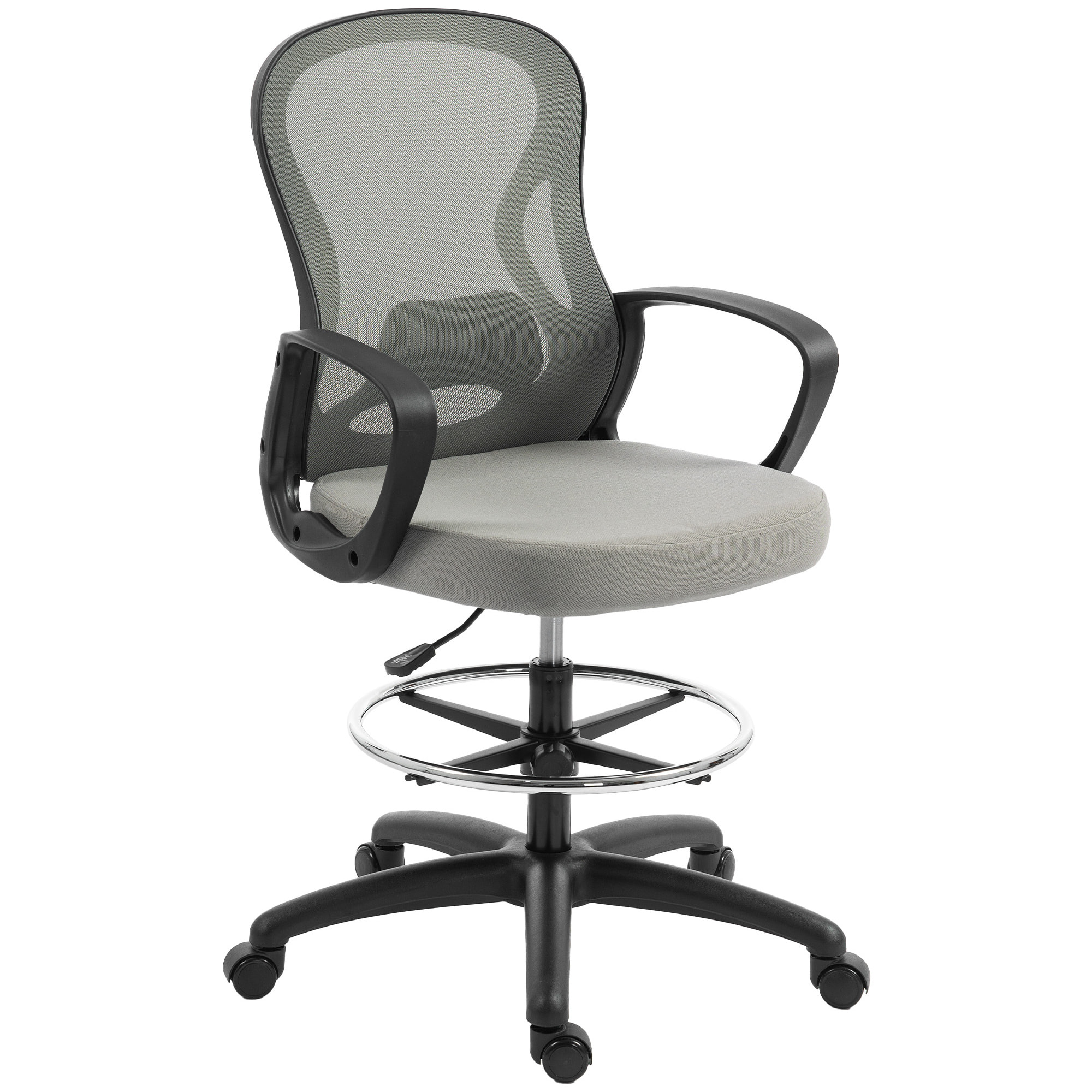Chaise de bureau assise haute réglable pivotant 360° maille respirante gris