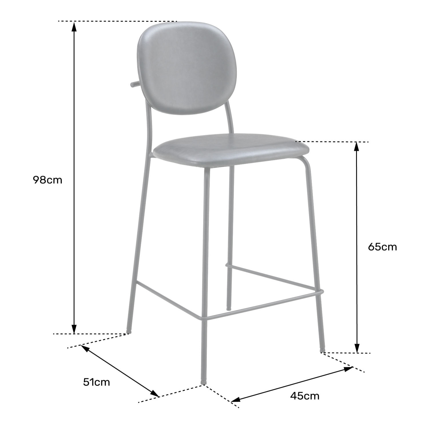 Lot de 2 tabourets de bar en simili noir EDMOND