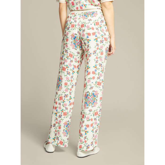 Elena Mirò - Pantaloni stampati in viscosa ECOVERO™ - Bianco