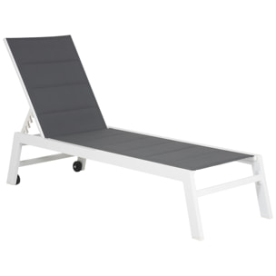 Bain de soleil BARBADOS en textilène gris - aluminium blanc