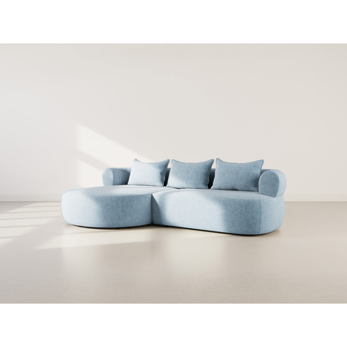 Angela - canapé d'angle gauche 4 places en velours texturé - Bleu