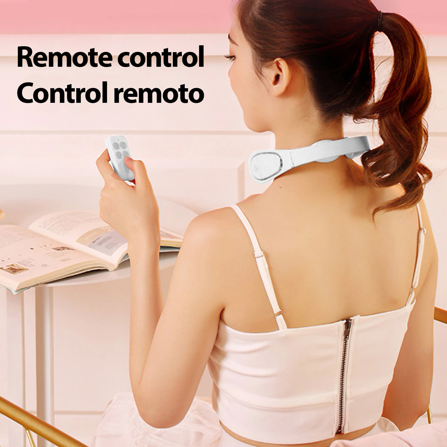 Massaggiatore cervicale intelligente con elettrodi termici e telecomando. 4 modalità di massaggio a intensità variabile